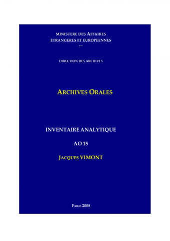 FR MAE 15AO, entretiens avec Jacques VIMONT