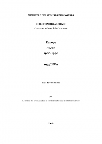 FR MAE 1935INVA, Europe, Suède, 1986-1990