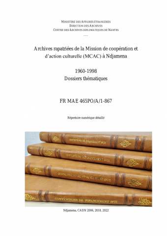 FR MAE 465PO/A/1-871, Ndjamena, MCAC, 1960-1998