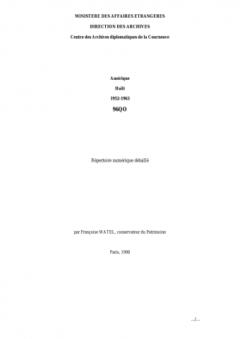 FR MAE 96QO, Haiti, 1952-1963