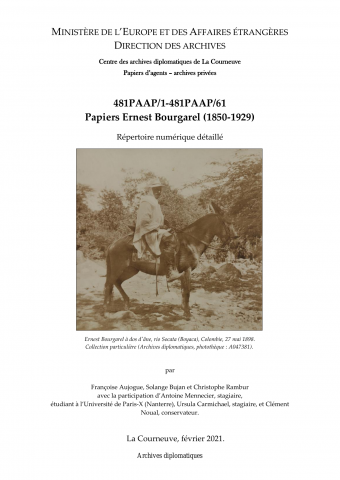 FR MAE 481PAAP, papiers Ernest Bourgarel