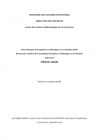 HAUT-COMMISSARIAT DE LA RÉPUBLIQUE FRANÇAISE EN ALLEMAGNE