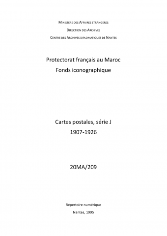 FR MAE/20MA/209, cartes postales serie J, 1907-1926