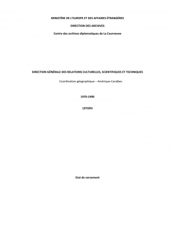 FR MAE, 197ORV, Coordination géographique, Amérique, 1970-1990, version anonymisée