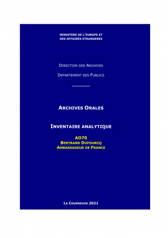 FR MAE 70AO, entretien avec Bertrand DUFOURCQ