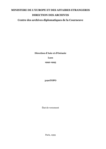 FRMAE 3190TOPO, Asie-Océanie, Laos, 1992-1995