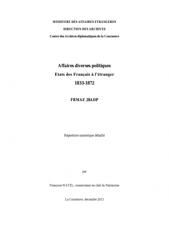 Référence/intitulé : CONVENTIONS ADMINISTRATIVES ET AFFAIRES CONSULAIRES- CONVENTIONS ADMINISTRATIVES-1944-1979