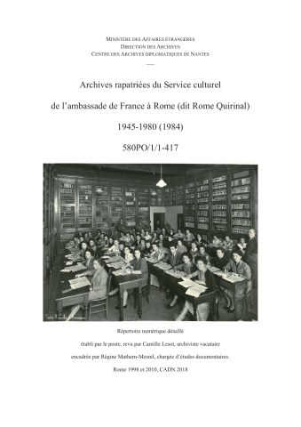 FR MAE 580PO/1, Rome, service culturel, 1945-1980