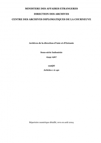 FR MAE 129QO, Asie-Océanie, Indonésie, 1944-1967