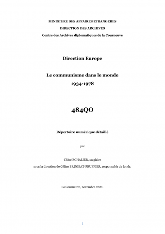 FR MAE 484QO, Europe, Communisme international,1934-1978