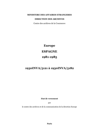 FR MAE 1930INVA, Europe, Espagne, 1981-1985