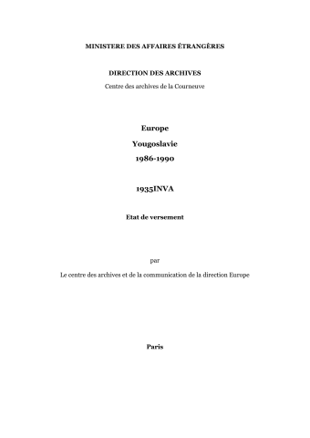 FR MAE 1935INVA, Europe, Yougoslavie, 1986-1990
