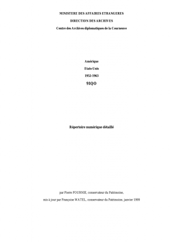 FR MAE 91QO, Etats-Unis, 1952-1963