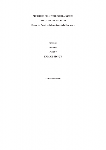 FR MAE 436SUP, Personnel, concours, 1715-1947