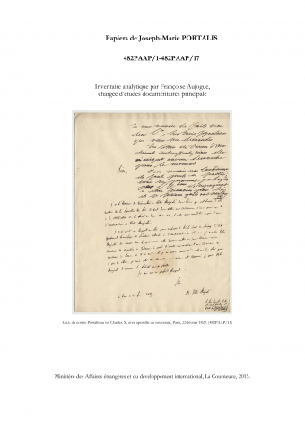 FR MAE 482PAAP, Papiers Portalis