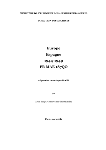 FR MAE 187QO, Europe, Espagne, 1944-1949