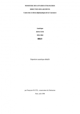 FR MAE 88QO, Départements et territoires français d'outre-mer, 1952-1963