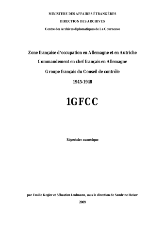 FR MAE 1GFCC, ZFO, CCFA, Groupe français du Conseil de contrôle, 1945-1948
