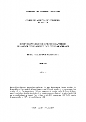 FR MAE 540PO, Porto-Fino, consulaire, 1820-1902