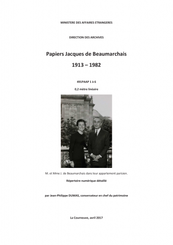 FR MAE 491PAAP, Papiers Jacques de Beaumarchais