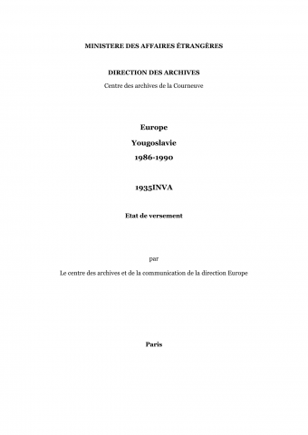 FR MAE 1935INVA, Europe, Yougoslavie, 1986-1990
