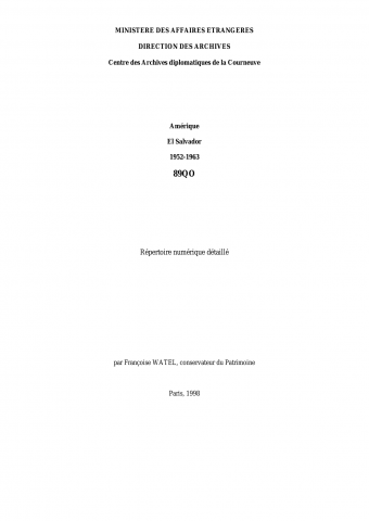 FR MAE 89QO, El Salvador, 1952-1963