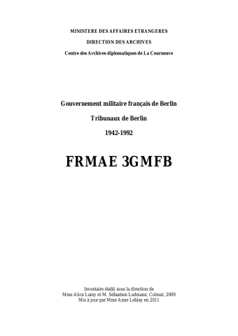 FR MAE 3GMFB, ZFO, Gouvernement militaire français de Berlin, Tribunaux de Berlin, 1942-1992