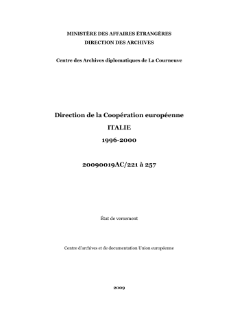 FR MAE 20090019AC, Europe, Italie, 1996-2000