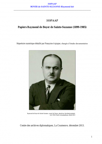 FR MAE 333PAAP, Boyer de Sainte-Suzanne, Raymond, 1938-1964